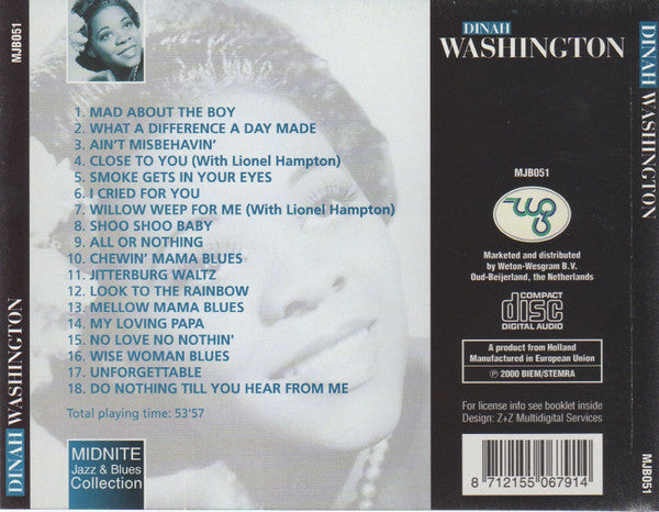 Dinah Washington : Mad About The Boy (CD, Comp)