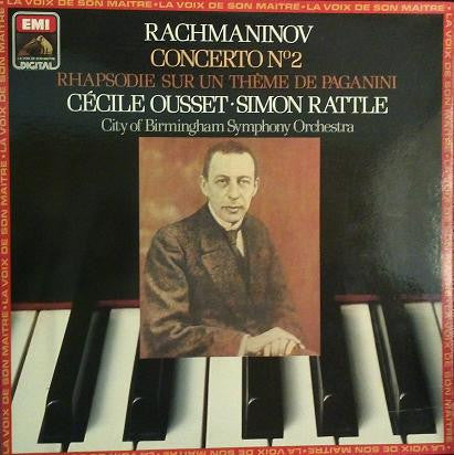 Cécile Ousset . Sir Simon Rattle / City Of Birmingham Symphony Orchestra / Sergei Vasilyevich Rachmaninoff : Concerto No.2 / Rhapsodie Sur Un Thème De Paganini (LP)