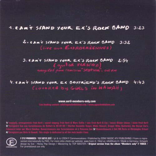 Avril : Can't Stand Your Ex's Rock Band (CD, Maxi, Promo)
