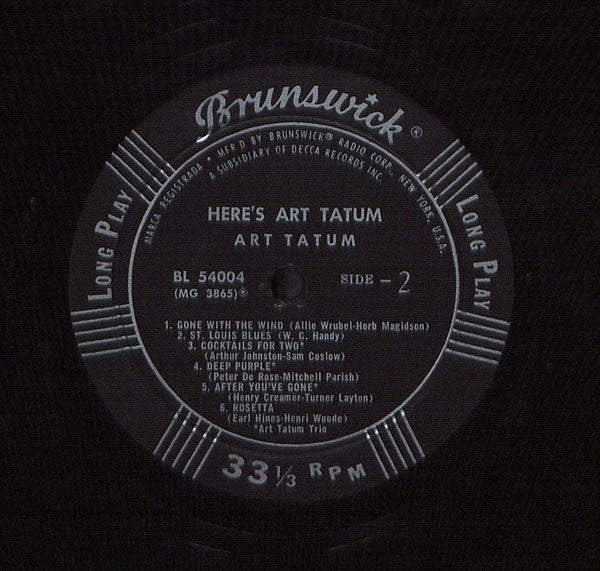 Art Tatum : Here's Art Tatum (LP, Album, Mono)