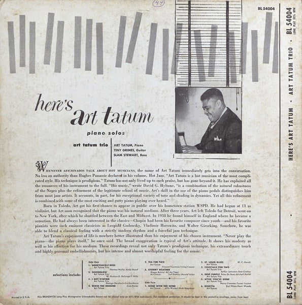 Art Tatum : Here's Art Tatum (LP, Album, Mono)