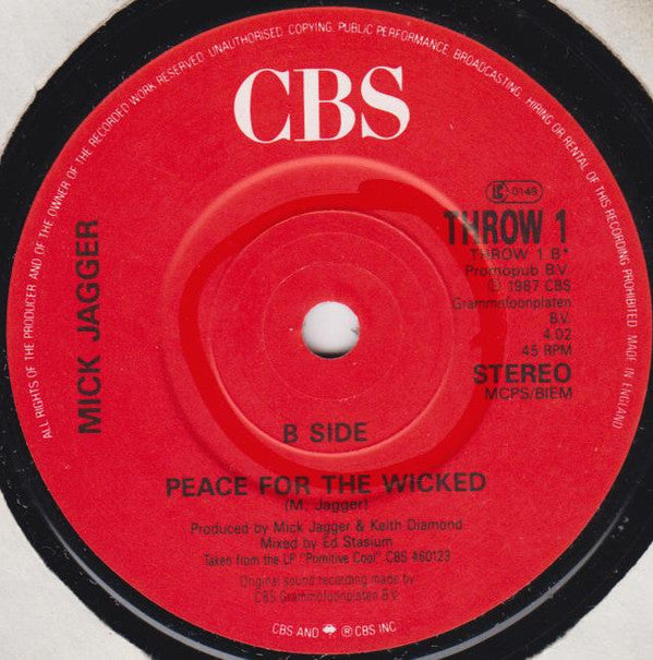 Mick Jagger : Throwaway (7", Single)