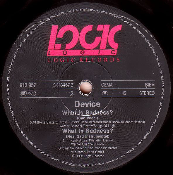 Device (3) : What Is Sadness? (12", Maxi)