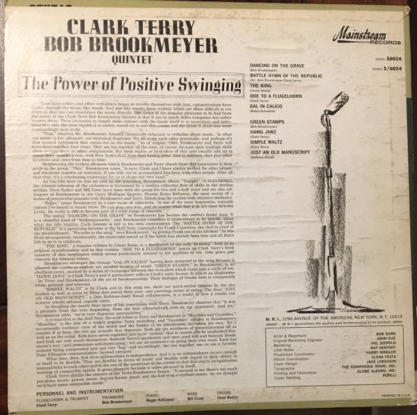 Clark Terry / Bob Brookmeyer Quintet : The Power Of Positive Swinging (LP, Album)