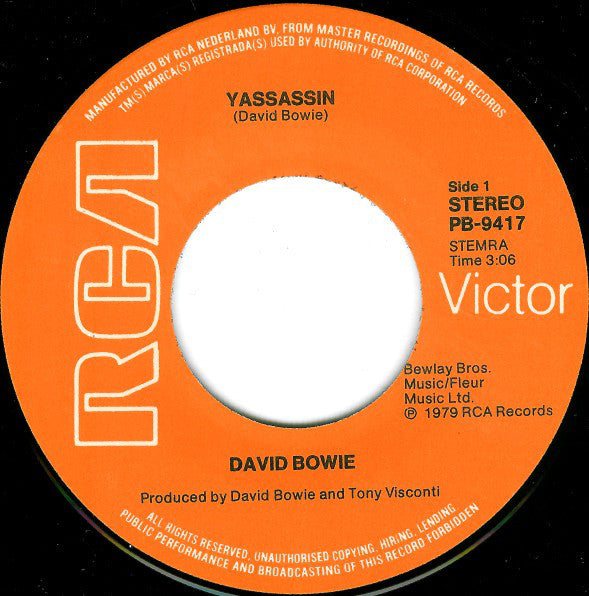 David Bowie : Yassassin (7", Single)