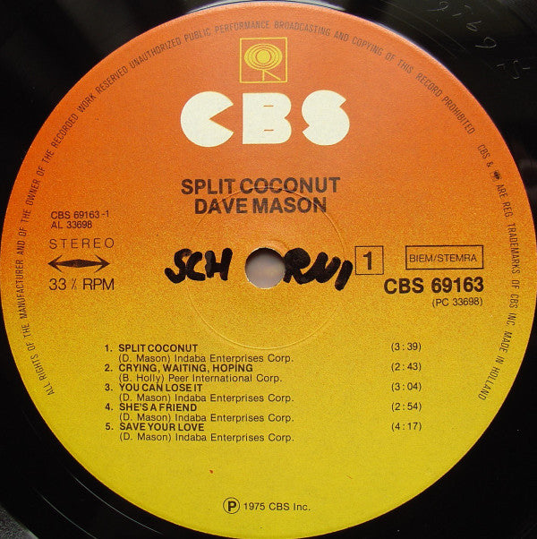 Dave Mason : Split Coconut (LP, Album)