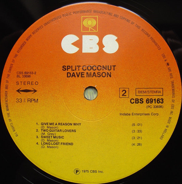 Dave Mason : Split Coconut (LP, Album)