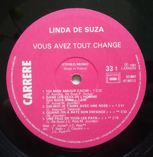 Linda De Suza : Vous Avez Tout Changé (LP, Album)