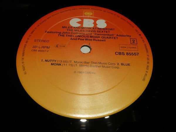 The Miles Davis Sextet / The Thelonious Monk Quartet : Miles & Monk At Newport (LP, Album, RE)