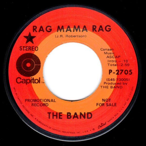 The Band : Rag Mama Rag /  The Unfaithful Servant (7", Single, Promo)