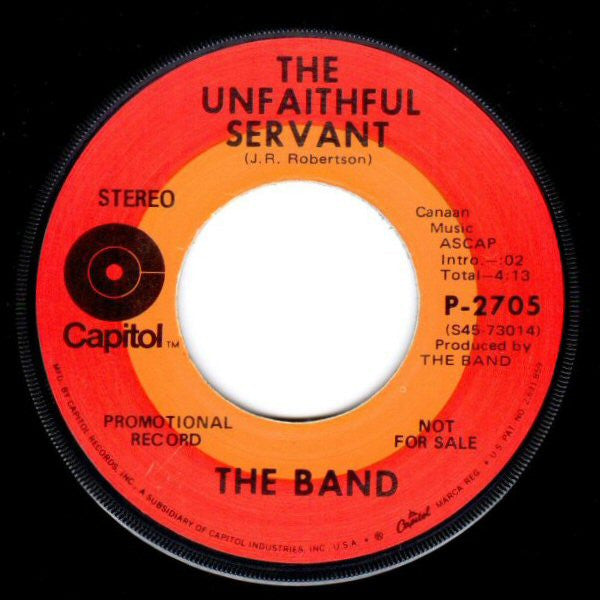 The Band : Rag Mama Rag /  The Unfaithful Servant (7", Single, Promo)