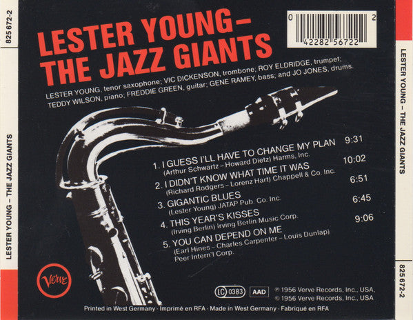 Lester Young - The Jazz Giants '56 : Lester Young - The Jazz Giants (CD, Album, RE)
