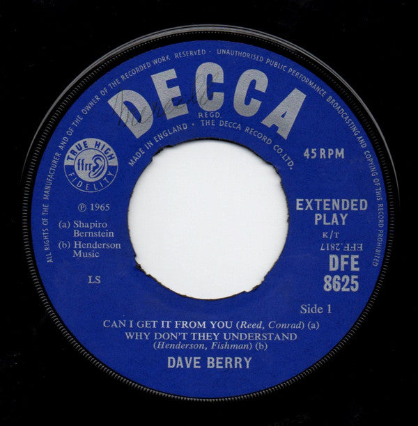 Dave Berry : Can I Get It From You  (7", EP)