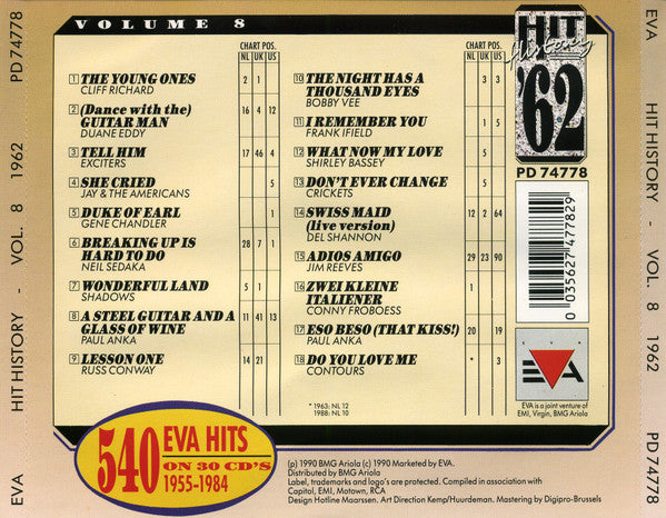 Various : Hit History '62 - Volume 8 (CD, Comp)