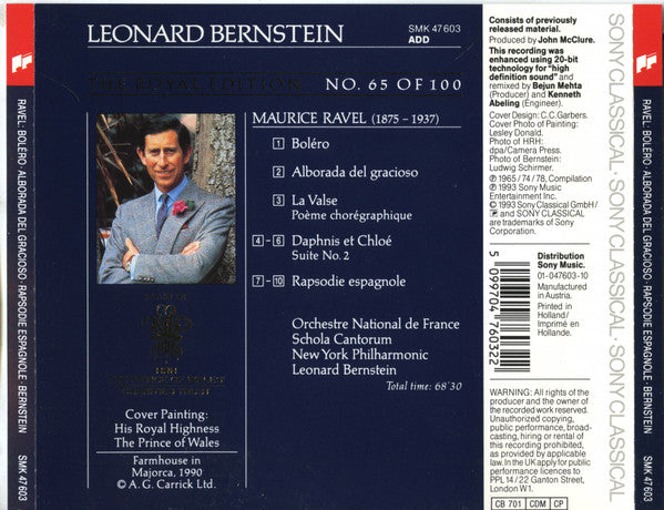 Leonard Bernstein - Maurice Ravel - Orchestre National de France - New York Philharmonic : Boléro • Alborada Del Gracioso • Daphnis Et Chloé: Suite No. 2 • La Valse • Rapsodie Espagnole (CD, Album, Comp, RM)