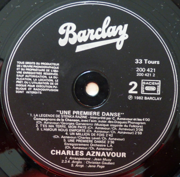 Charles Aznavour : Une Première Danse / La Légende De Stenka Razine (LP, Album)