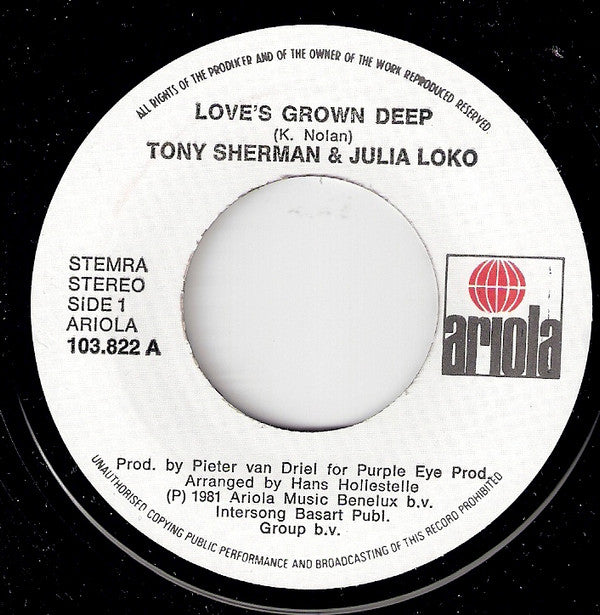 Tony Sherman & Julia Loko : Love's Grown Deep (7")