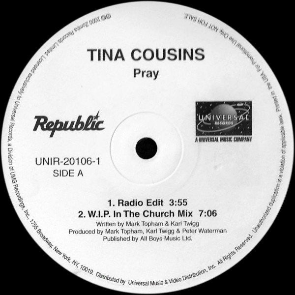 Tina Cousins : Pray (12", Promo)