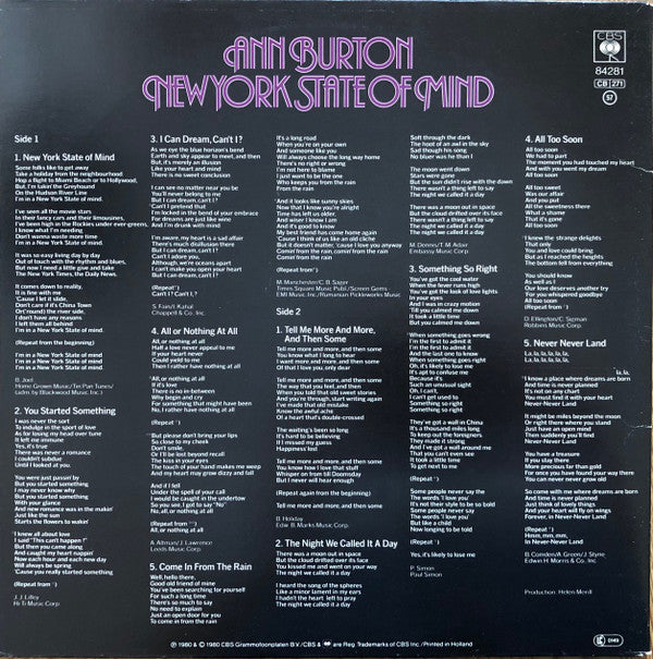 Ann Burton : New York State Of Mind (LP, Album, Gat)