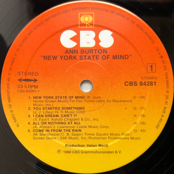 Ann Burton : New York State Of Mind (LP, Album, Gat)