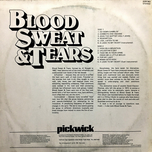 Blood, Sweat And Tears : Blood, Sweat & Tears (LP, Album, RE)