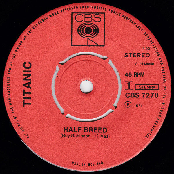 Titanic (3) : Half Breed / Santa Fe (7", Single)