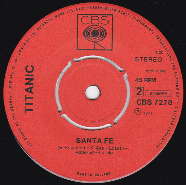 Titanic (3) : Half Breed / Santa Fe (7", Single)