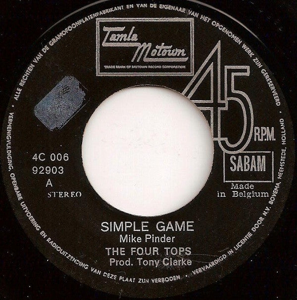 Four Tops : Simple Game (7", Single)