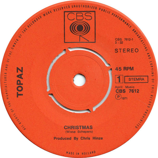 Topaz (30) : Christmas / Who Are You (7", Single)