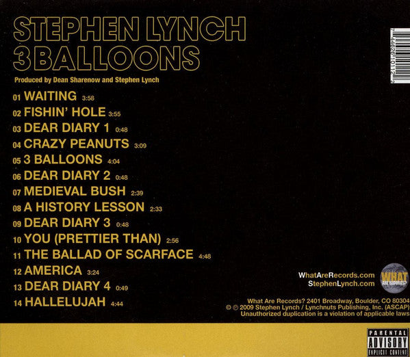 Stephen Lynch : 3 Balloons (CD, Album, Dig)