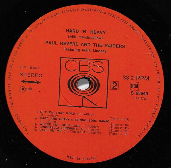 Paul Revere & The Raiders Featuring Mark Lindsay* : Hard 'N' Heavy (With Marshmallow) (LP, Album)