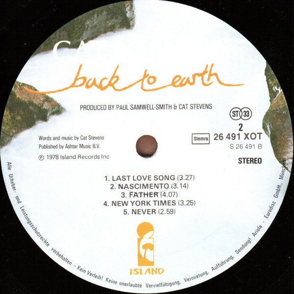 Cat Stevens : Back To Earth (LP, Album)