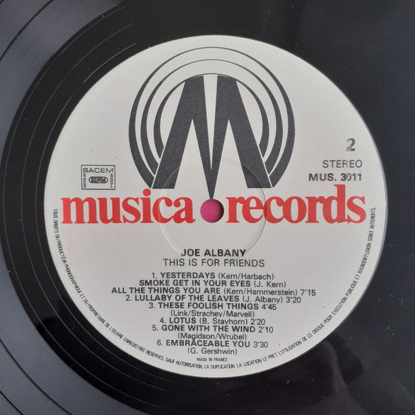 Joe Albany : This Is For Friends (LP, Album)