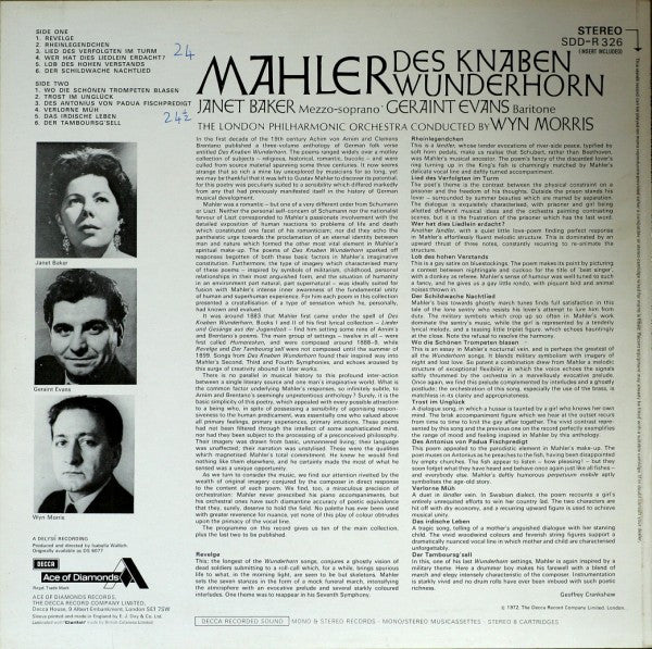 Gustav Mahler - Janet Baker, Geraint Evans, London Philharmonic Orchestra Conducted By Wyn Morris : Des Knaben Wunderhorn (LP, RE)