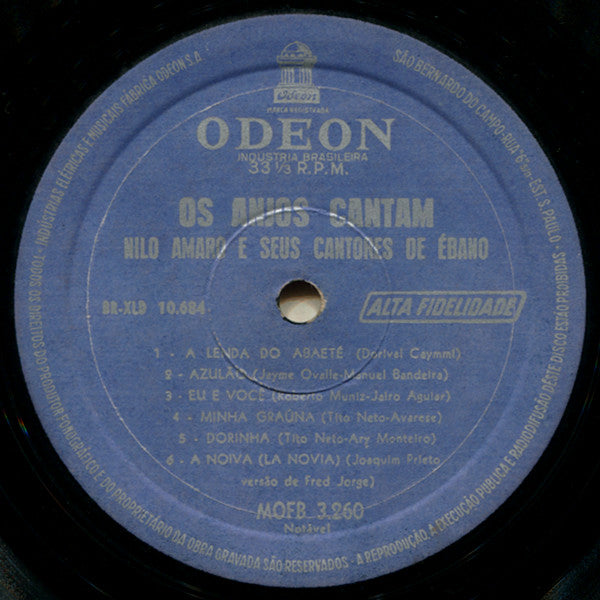 Nilo Amaro E Seus Cantores De Ébano : Os Anjos Cantam (LP, Album, Mono, San)