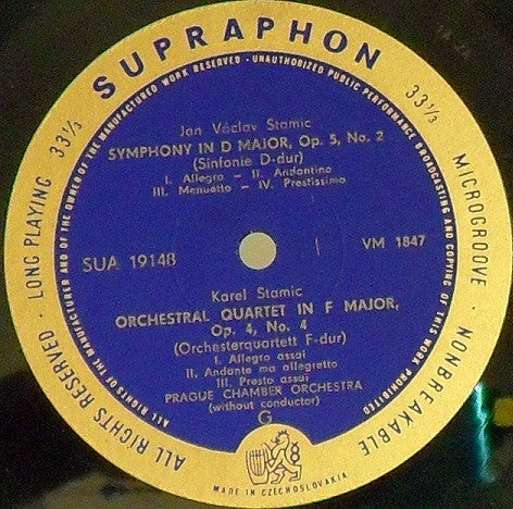 Prague Chamber Orchestra Plays Jan Václav Antonín Stamic, Carl Stamitz, Anton Filtz, Franz Xaver Richter : Musica Antiqua Bohemica 16 (LP, Album, Mono)