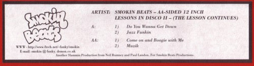 Smokin Beats : Lessons In Disco II - (The Lesson Continues) (12", EP)