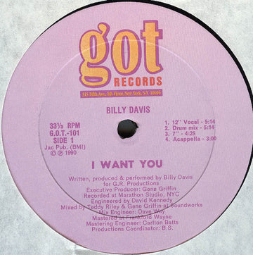 Billy Davis (7) : I Want You (12")