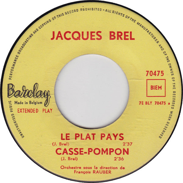 Jacques Brel : Le Plat Pays (7", EP)