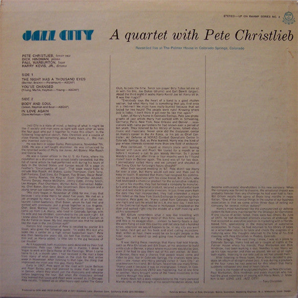 Jazz City (2) : A Quartet With Pete Christlieb (LP, Album)