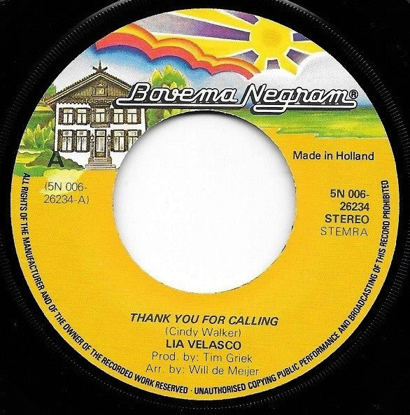 Lia Velasco : Thank You For Calling (7", Single)