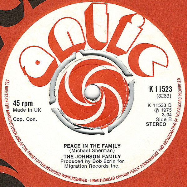 The Johnson Family (2) : I Only Want To Be With You / Peace In The Family (7", Single)