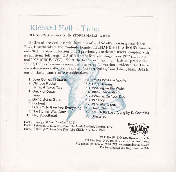 Richard Hell : Time (CD, Comp, Promo)
