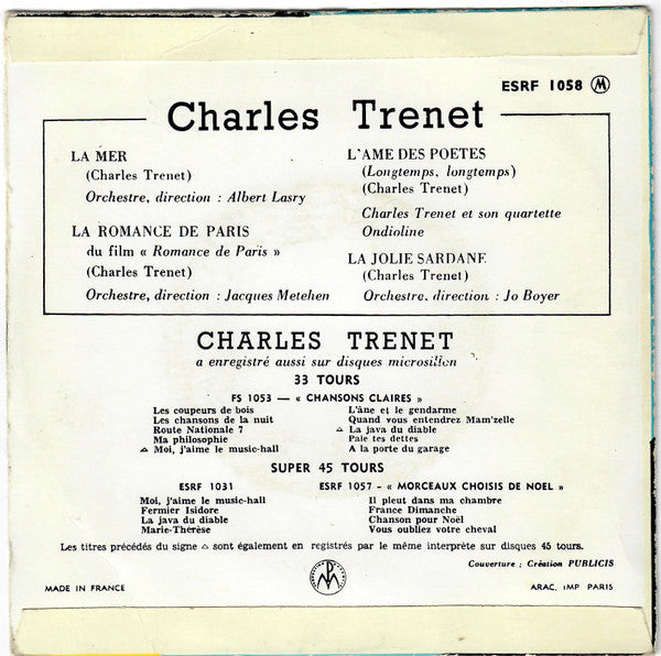 Charles Trenet : La Mer (7", EP)