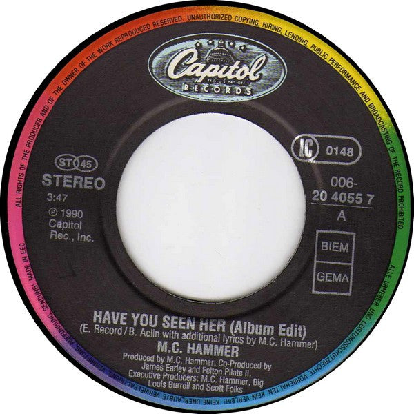 MC Hammer : Have You Seen Her (7", Single)