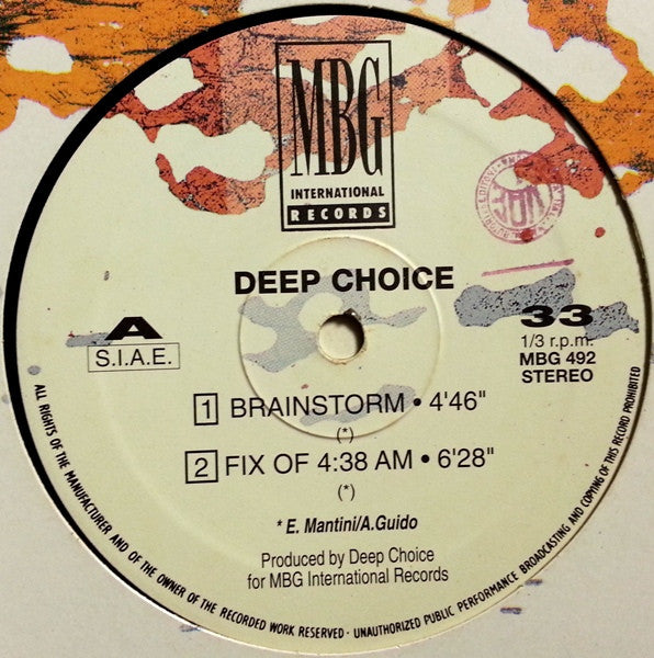 Deep Choice : Brainstorm (12")