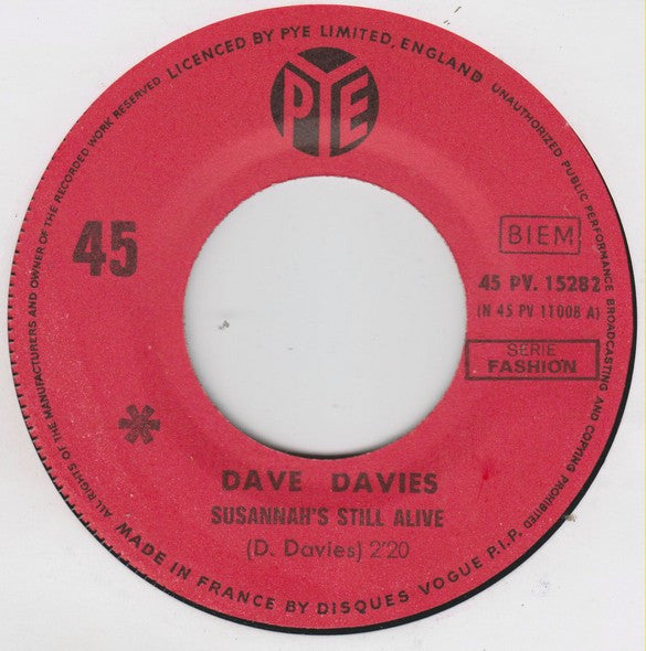 Dave Davies : Susannah's Still Alive (7", Single)