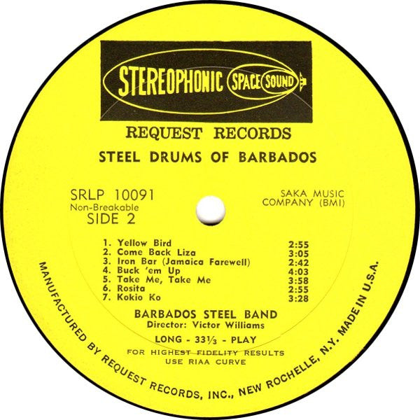 Barbados Steel Band : Steel Drums Of Barbados (LP)