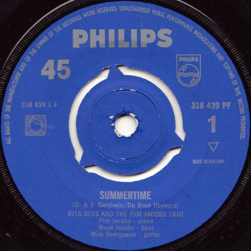 Rita Reys And The Pim Jacobs Trio : Summertime / Too Close For Comfort (7", Single)
