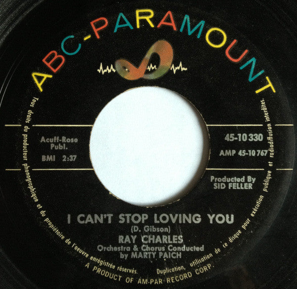 Ray Charles : I Can't Stop Loving You / Born To Lose (7")